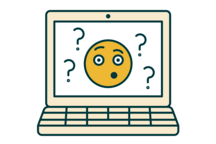 Forvirret emoticon i laptop